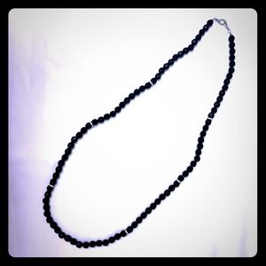 Black beaded long necklace